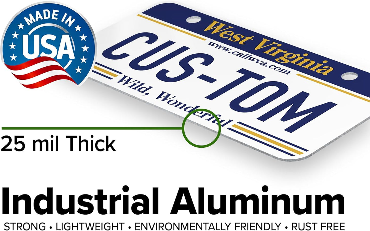 Mini License Plates, Personalized License Plates, Custom for Car, Bikes, ATV, Kids Car, Golf Cart, Jeep, 2x4 Inch, Rust-Free Fade Resistant Aluminum, USA Made by My Sign Center (West Virginia)