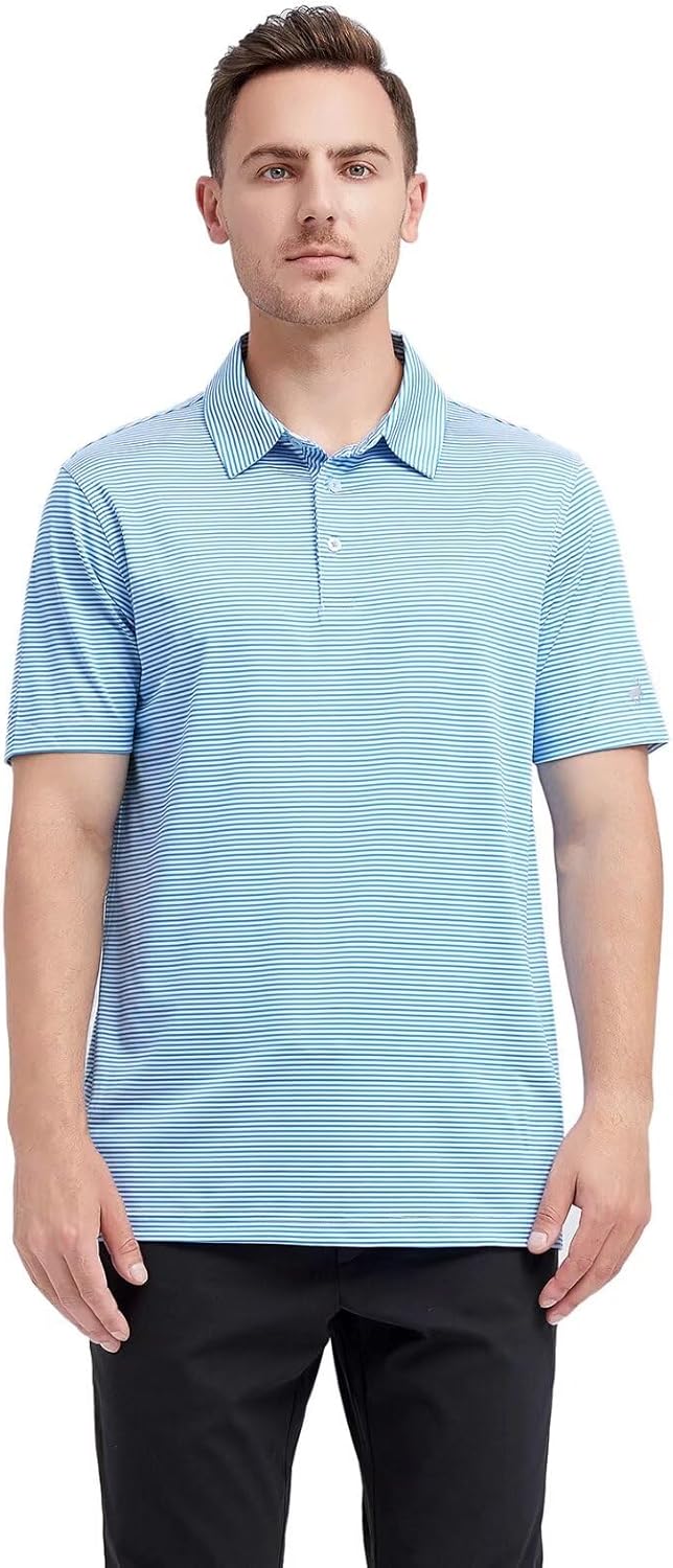 Golf Shirts for Men Dry Fit Short Sleeve Print Performance Moisture Wicking Polo Shirt