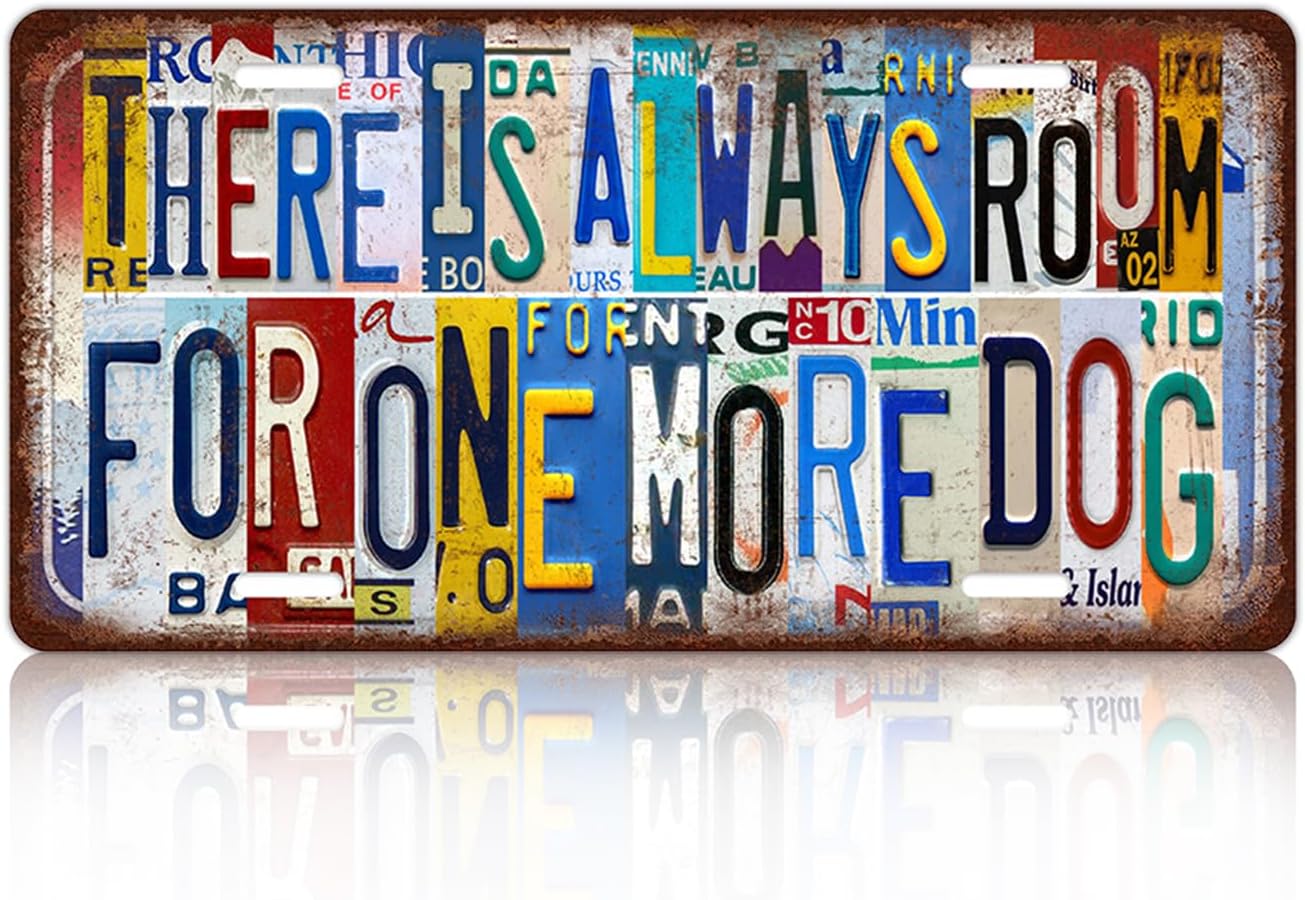 Vintage License Plate Wall Decor There Is Always Room For One More Dog Metal Tin Sign For Bar Home 12 x 6 Inches