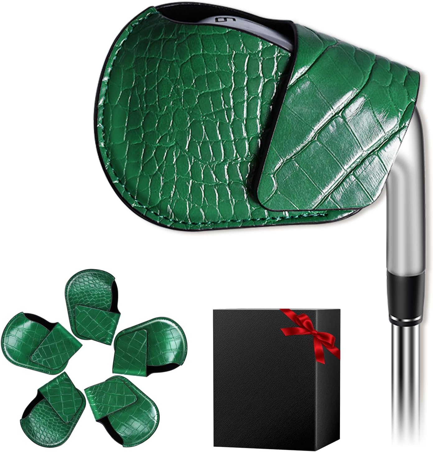 Golf Club Head Covers Set for Irons – Durable Magnetic PU Leather Protection, Universal Fit for Callaway, Ping, Taylormade, Cobra, Titleist & Most Major Brands, 5-Pack