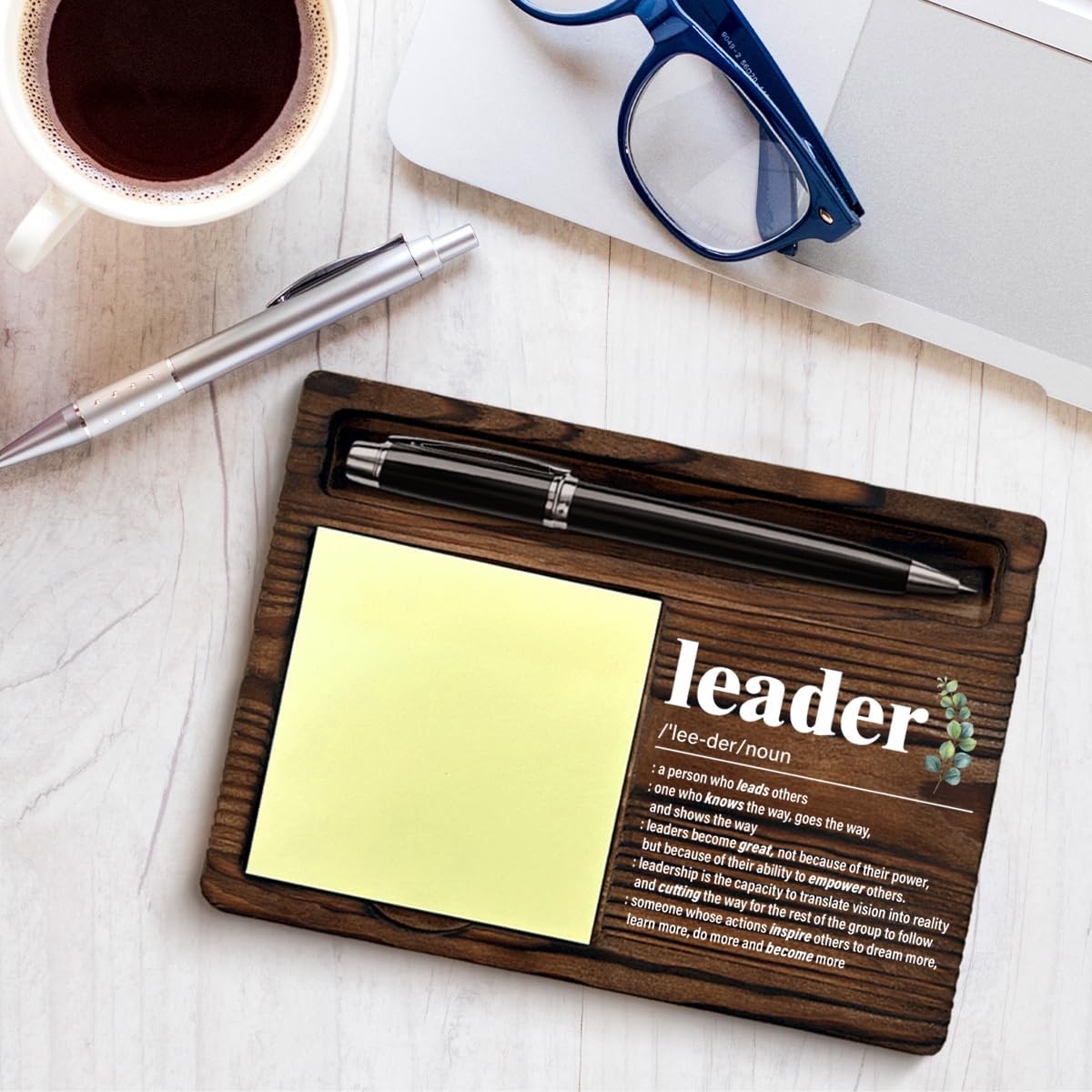 Leadership Gifts for Women Men, Appreciation Gifts for Leader Boss Mentor Manager, Leader Definition Sticky Note Holder Office Home Decor