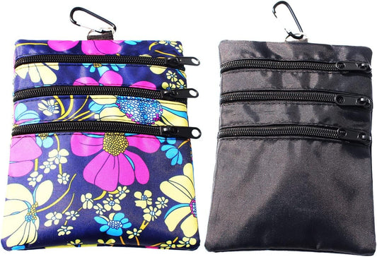 Golf valuables Pouch, Zipper Golf Ball Bag with 4 Pockets, Golf Accessories Pouch for Storing Balls,tees,Mobile Phone,Keys, Cards and Cash, Great Gift for Golfers