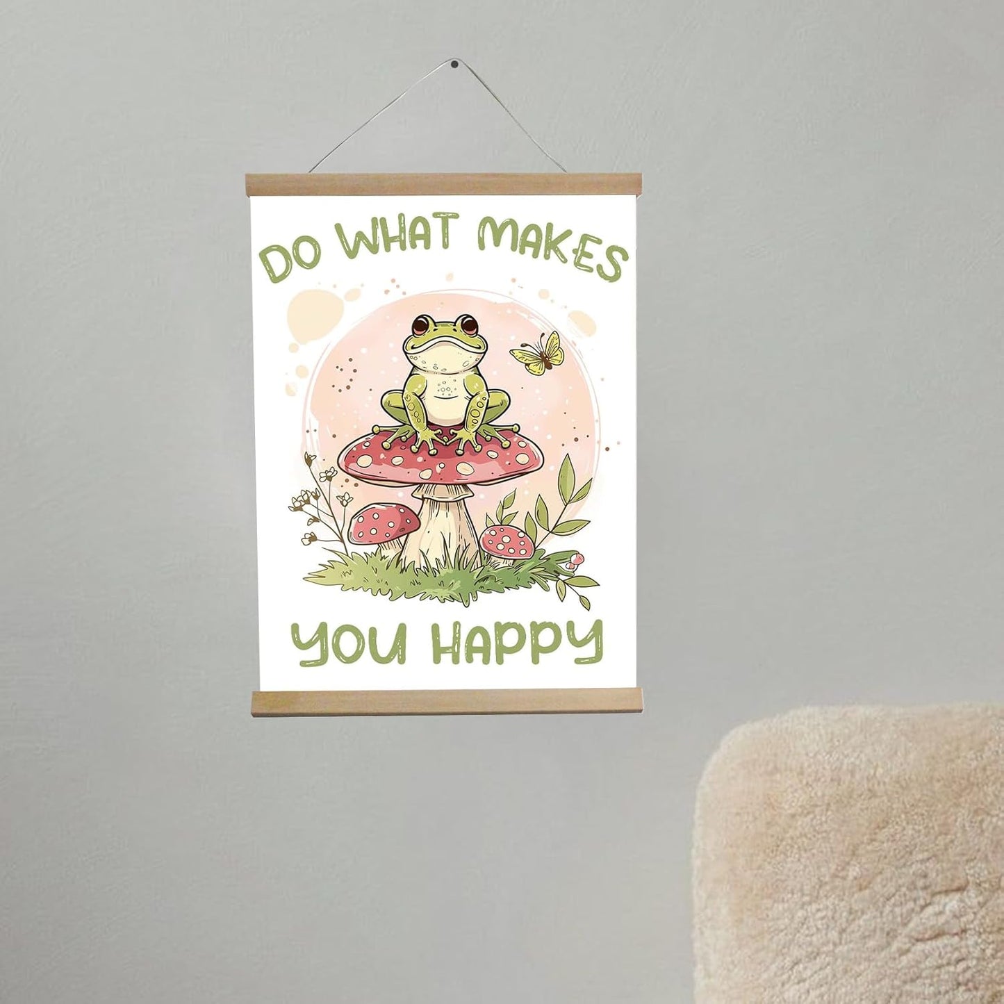 Funny Mushroom Decor Frog Decor Do What Makes You Happy Sign - Forest Decor House Bedroom, Kitchen, Bathroom,Wall Decor Aesthetic 12x16 Inch