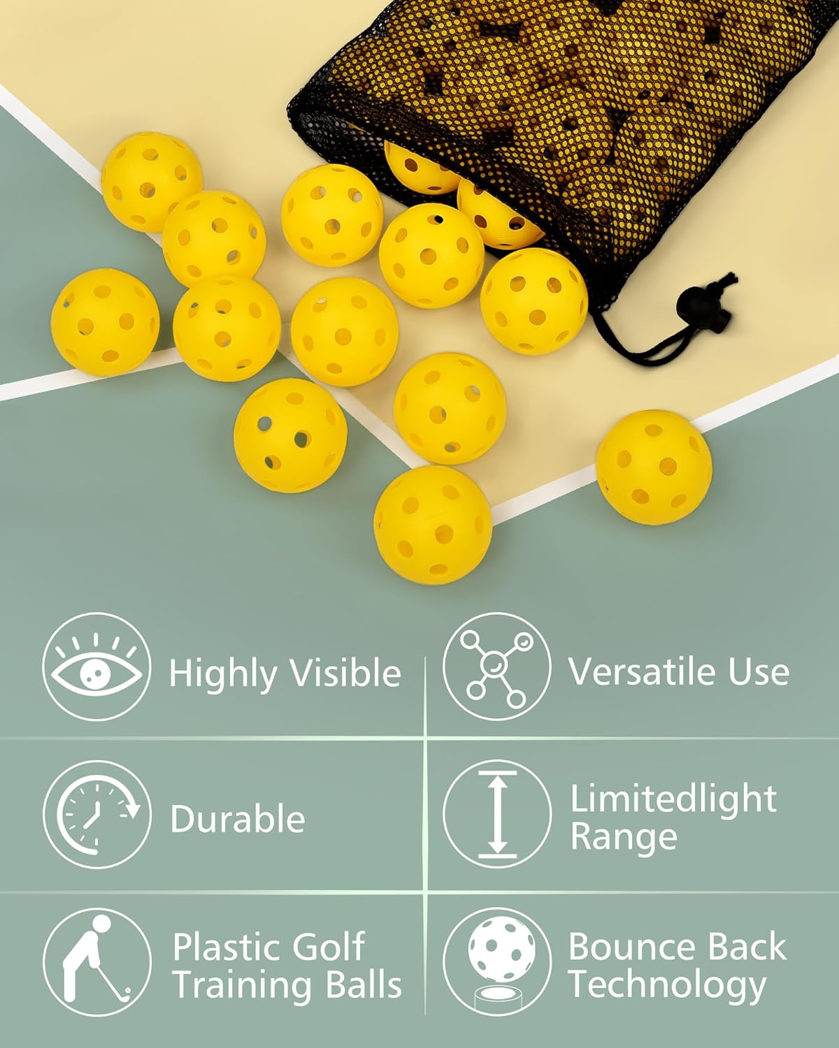 35 Pack Practice Golf Balls Limited Flight Plastic Golf Balls 42mm Practice Golf Balls for Backyard Golf Training Balls for Swing Practice, Airflow Hollow (Multiple Colors)