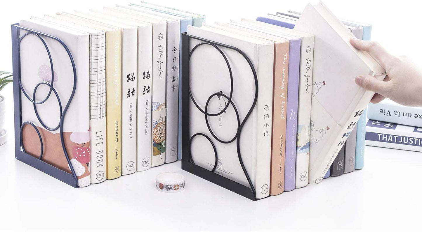 Adjustable Bookends Metal Book Ends for Heavy Book Holder Heavy Duty Bookends Nonskid Bookcase Desktop Book Organizer Binder Holder