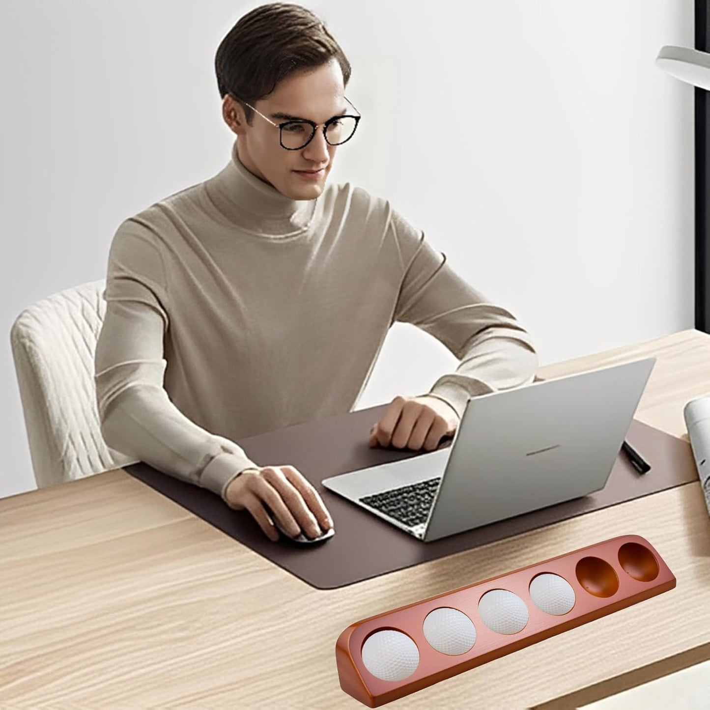 Wooden Golf Ball Display Shelf, Holds 6 Standard Golf Balls, Ideal Collector Display for Golf Enthusiasts, Wall Mount or Tabletop Display for Sports Memorabilia（Brown）