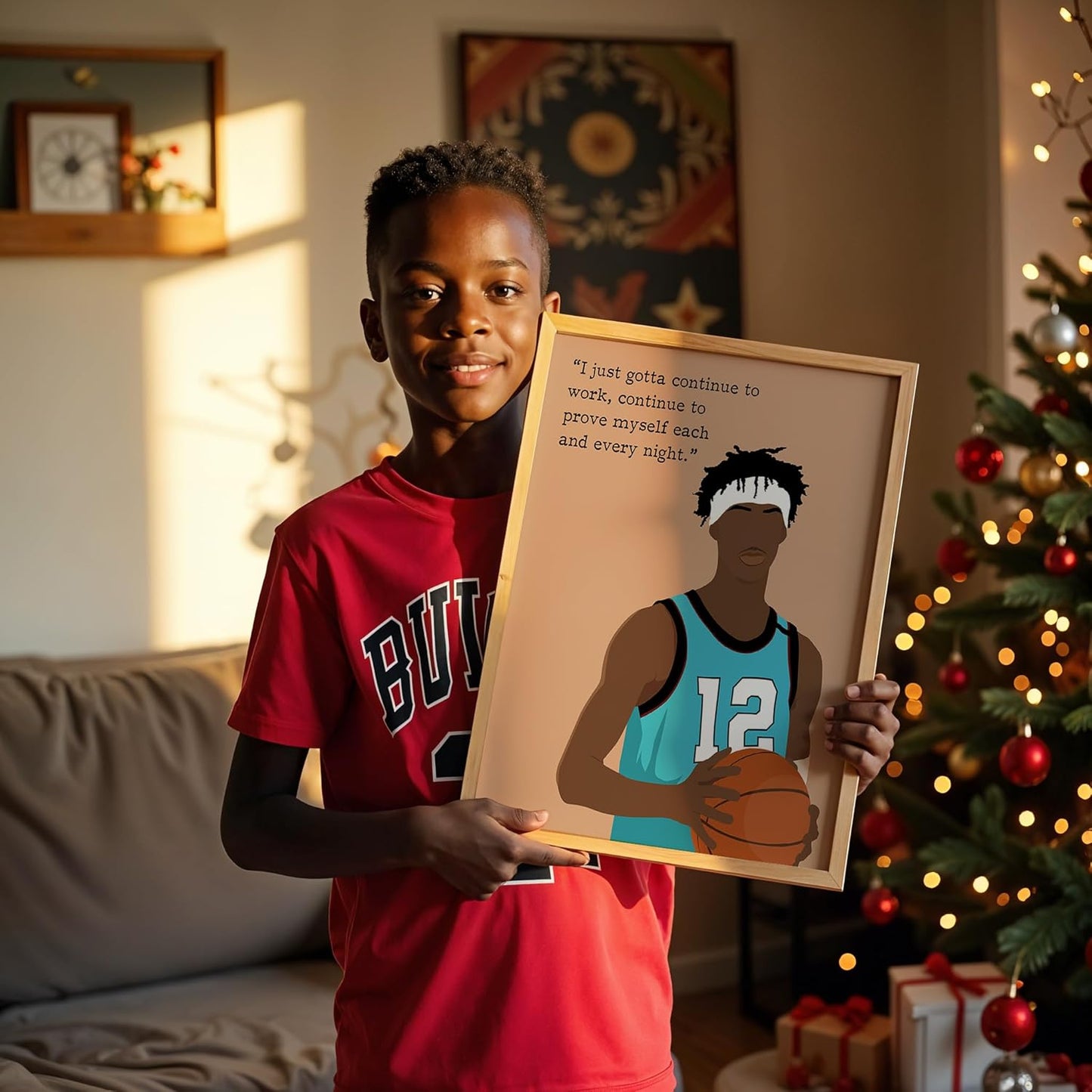 LOLUIS Motivational Basketball Superstar Hand-Drawn Artwork Sport Quote Wall Art Decorations (Unframed 16"x20", Basketball Player 2)