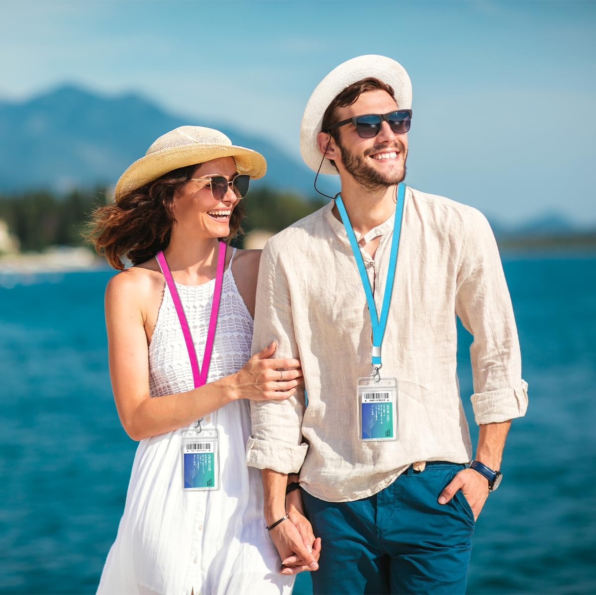 12 Pack Cruise Lanyard with ID Card Holder Colorful Lanyard with Waterproof ID Badge Holder (12 Colors)