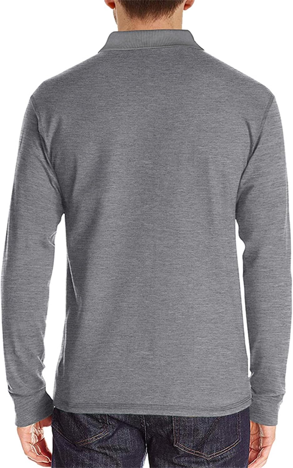 Mens Long Sleeve Polo Shirts Casual Moisture Wicking Golf Polo Shirts with Pocket