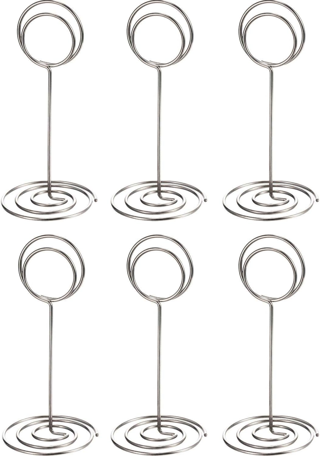 TecUnite 24 Pieces 3.35 Inch Table Number Holder Place Card Photo Holder Picture Name Menu Clips Memo Cards Stand for Wedding Reception Anniversary Birthday Party Centerpieces (Silver)