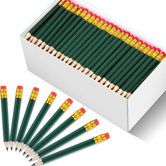 Chivao 288 Pieces Golf Mini Pencils Bulk with Eraser #2 HB Golf Short Pre Sharpened Pencils for Party Favors Office Supplies 4 Inch(Deep Green)