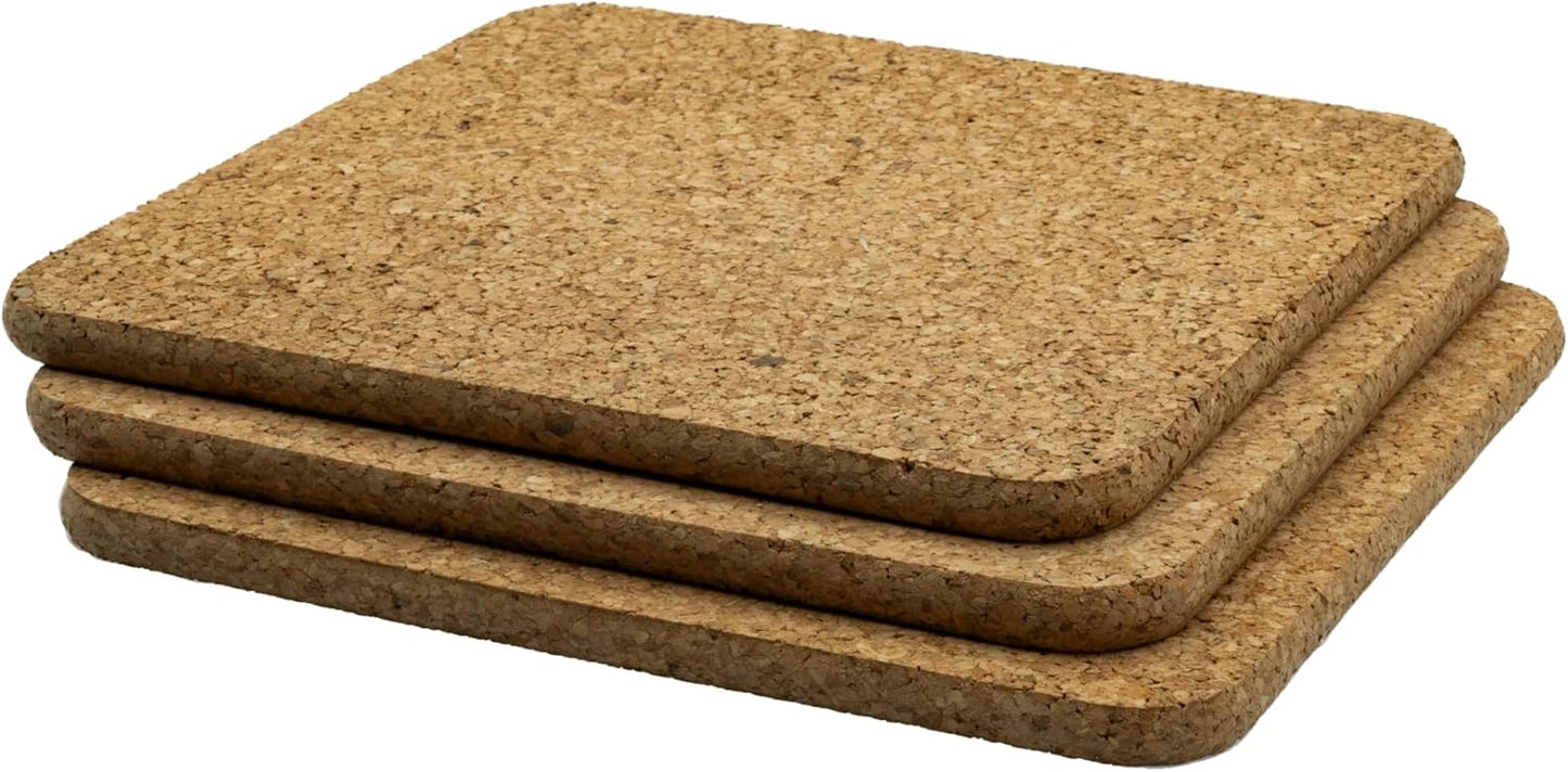Go4Cork Cork Square Trivet - 195x195x10mm (7,68" x7,68 x0,39), Pack of 3 | Heat Resistent, Reusable, Easy to Clean