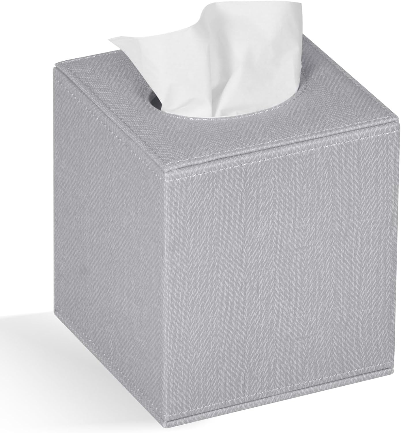 Tissue Box Cover Square Tissue Box Holder for Bathroom (Grey)
