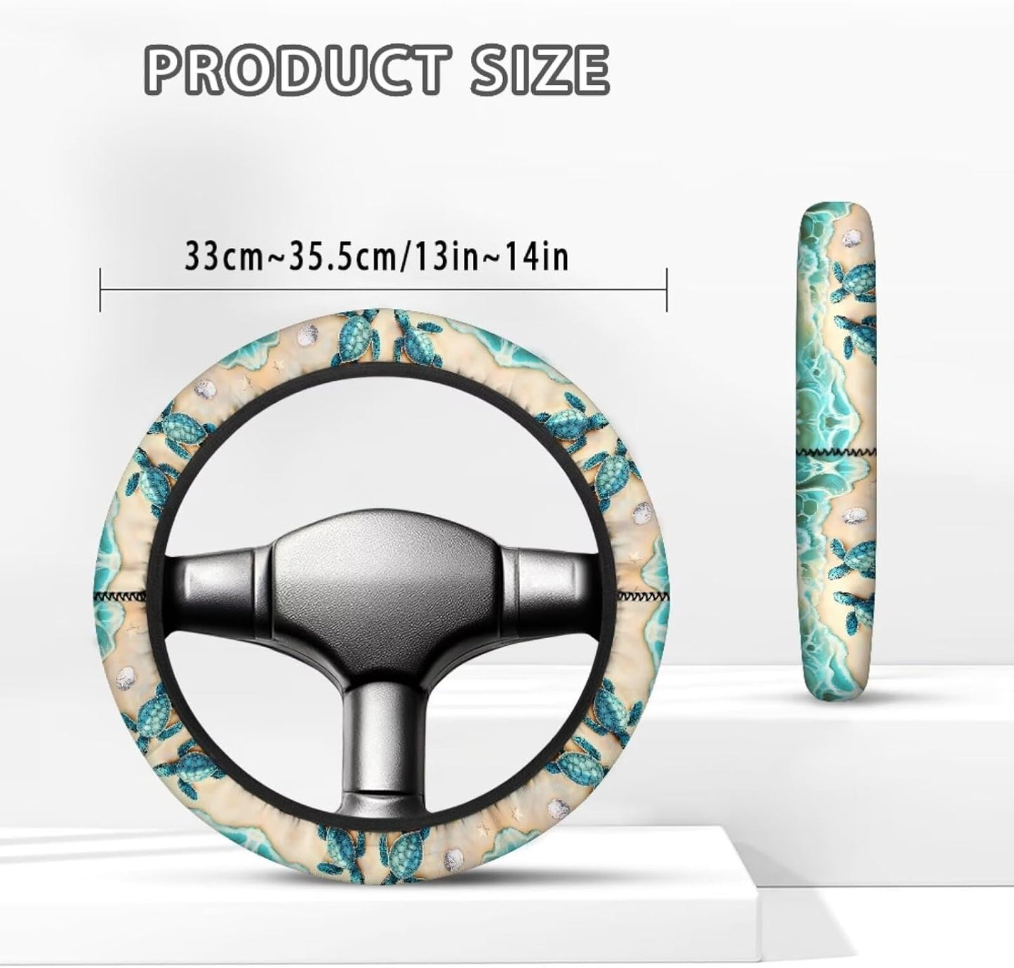 Beach Turtle Golf Cart Steering Wheel Covers Tropical 13.5 Inch Non-Slip Golf Cart Steering Wheel Covers Absorbing Sweat Universal Club Car Accessories Interior Decor