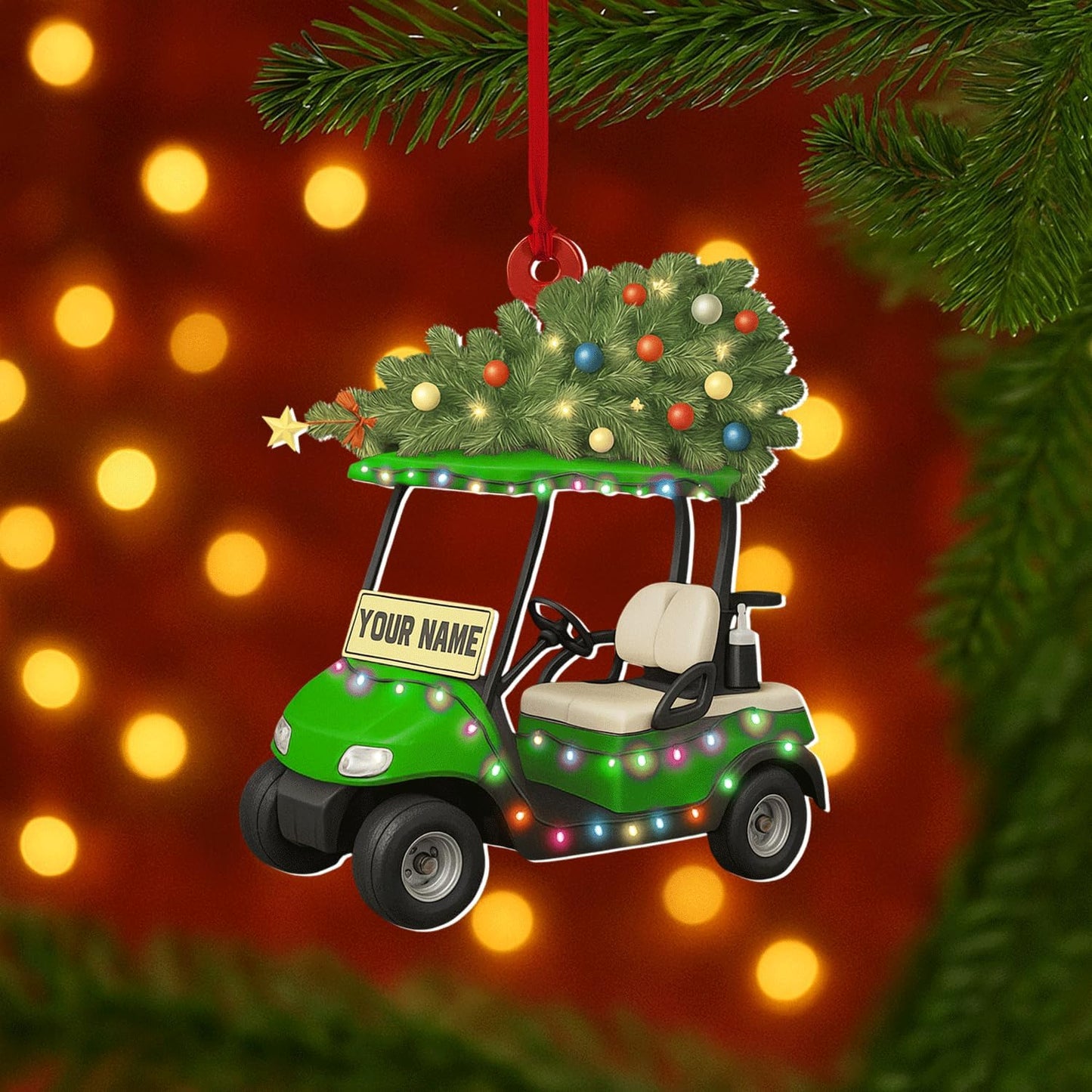 Personalized Golf Christmas Ornament 2025, Custom Name Bag, and Golfer Outfit Gilf, Ball Head Ornament with Santa Hat, Gifts for Golf Lovers 2