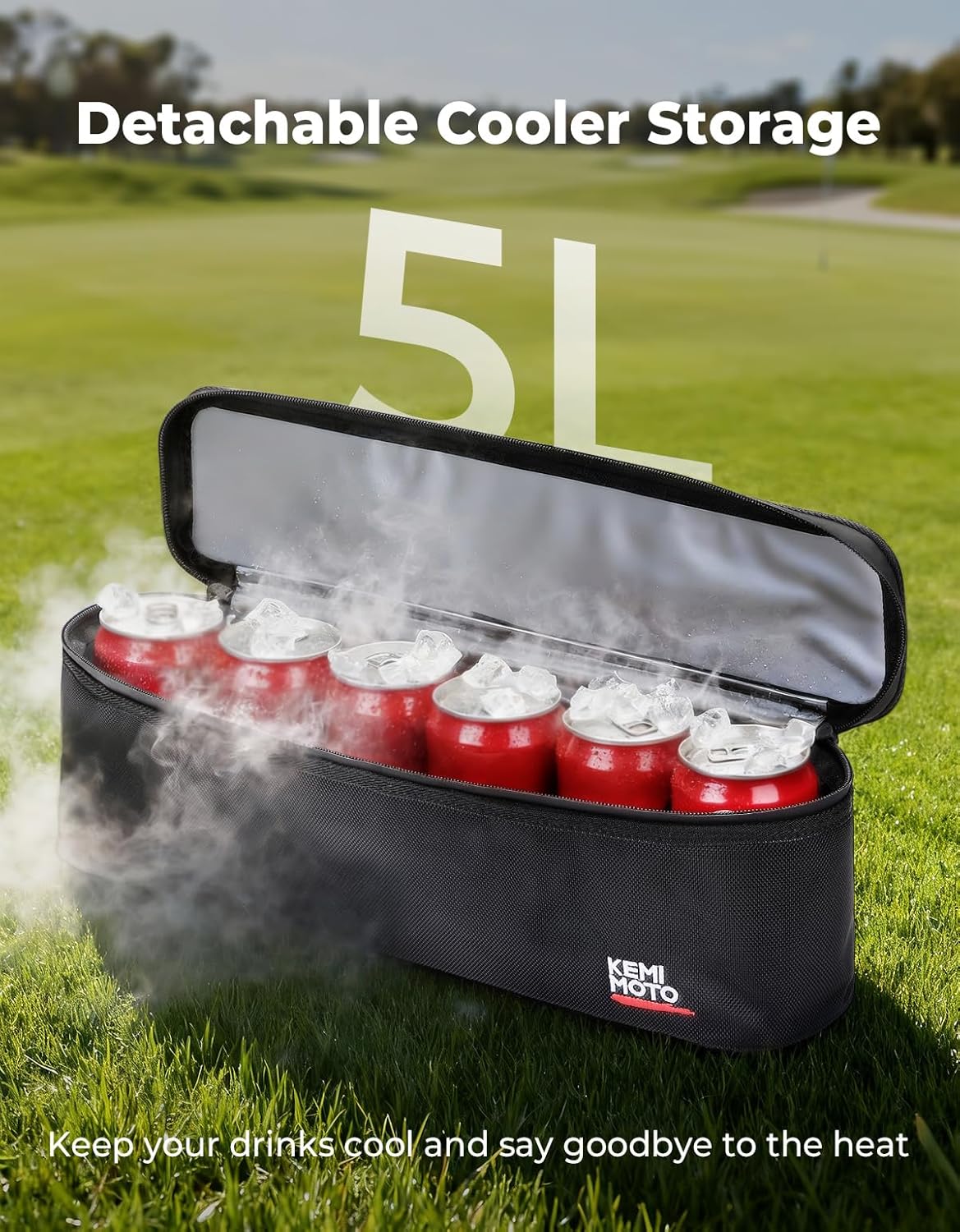 KEMIMOTO Golf Cart Storage Bag, Front Storage Basket with Insulated, Foldable Golf Cart Organizer Bag, Compatible with EZGO Club Car Precedent, Tempo, Onward, Drive2, No Drilling, Black