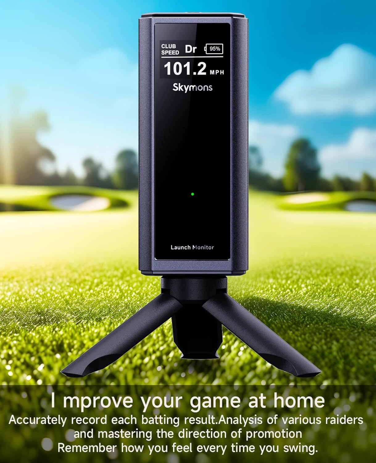 Portable Golf Launch Monitor, Simulators for Home & Training, Mobile Launch Monitor for Golf Swing Analysis, Tracker & Swing Analyzer, Indoor Outdoor Use, Up to 10 Hours Battery Life.