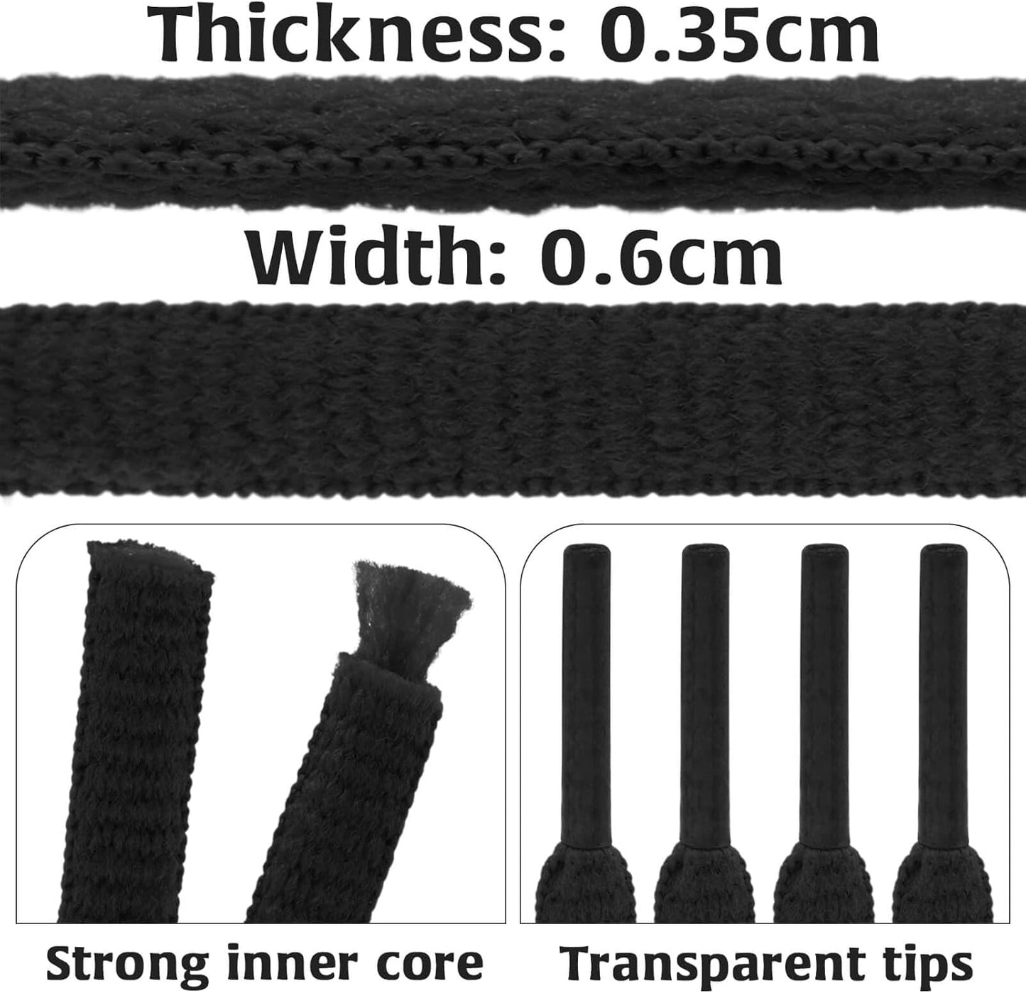 DELELE 2Pair Oval Shoes laces 42 Colors Half Round 1/4" Athletic ShoeLaces for Sport/Running Shoes Shoe Strings