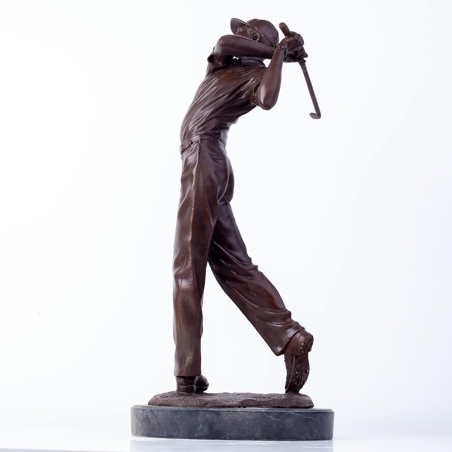 Realong Classical Golf Man Bronze Statue, 22.8'' Bronze Golfer Figurine Sculpture Modern Art Home Office Decor Crafts Ornament Gift