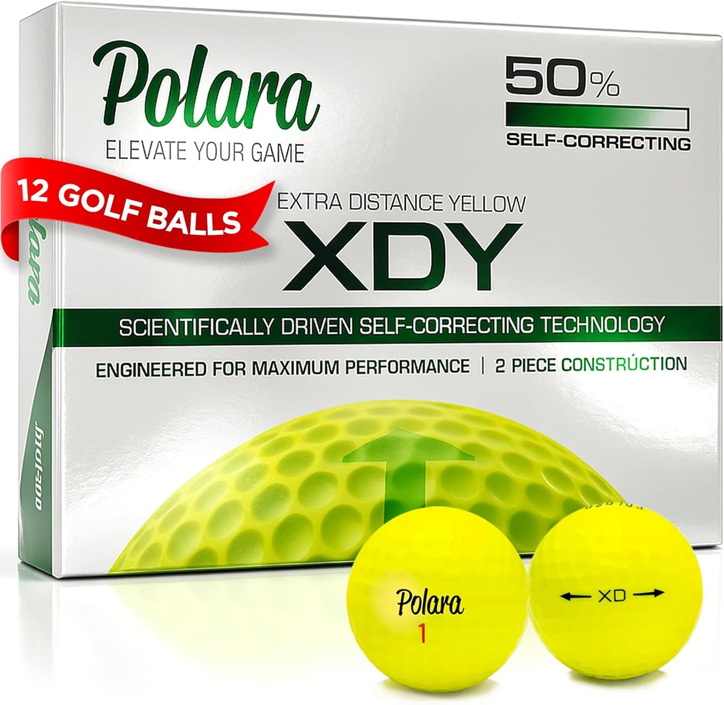 Polara Golf Self-Correcting Golf Balls – Soft Feel, Anti-Slice & Hook Correction, Exceeds USGA Limits, Dimple Pattern, High-Performance Balls for Men & Women