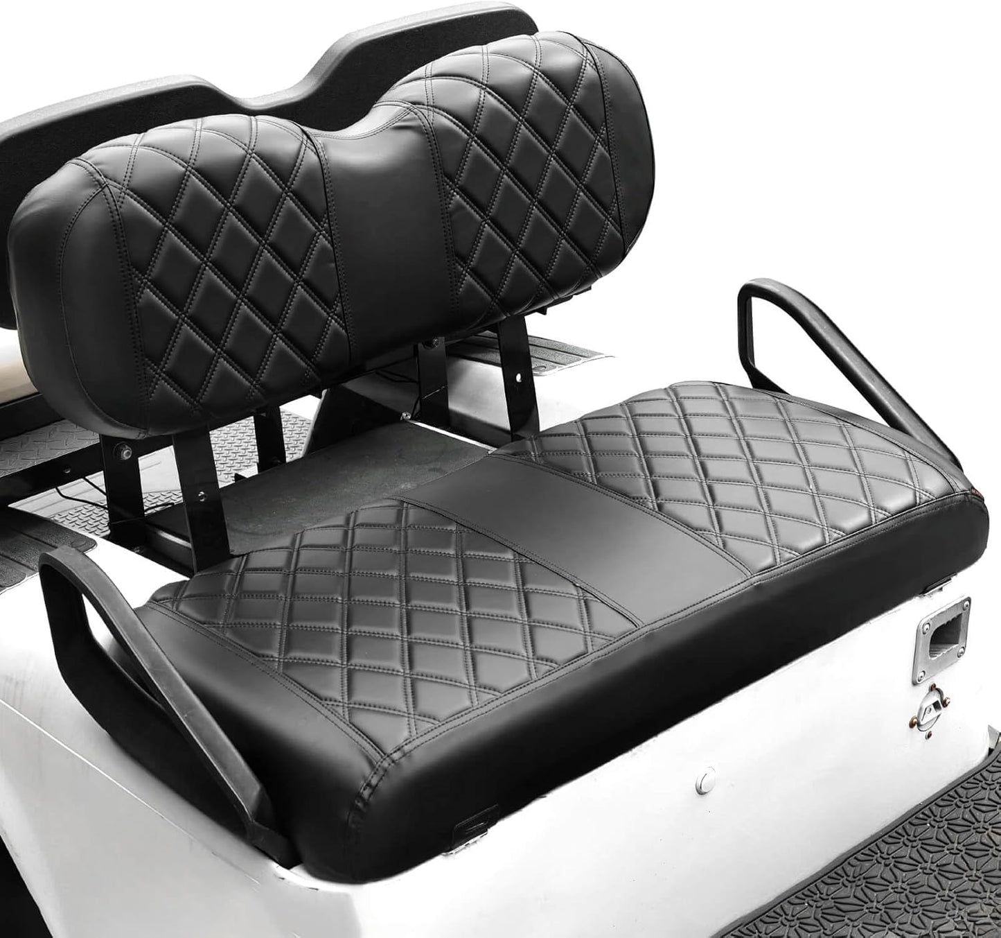 NOKINS Golf Cart ET Diamond Seat Cover for EZGO Freedom TXT/T48 2014+ Golf Carts, No Stapler Required, Golf Cart Vinyl Replacement Seat Cover Black Stitching