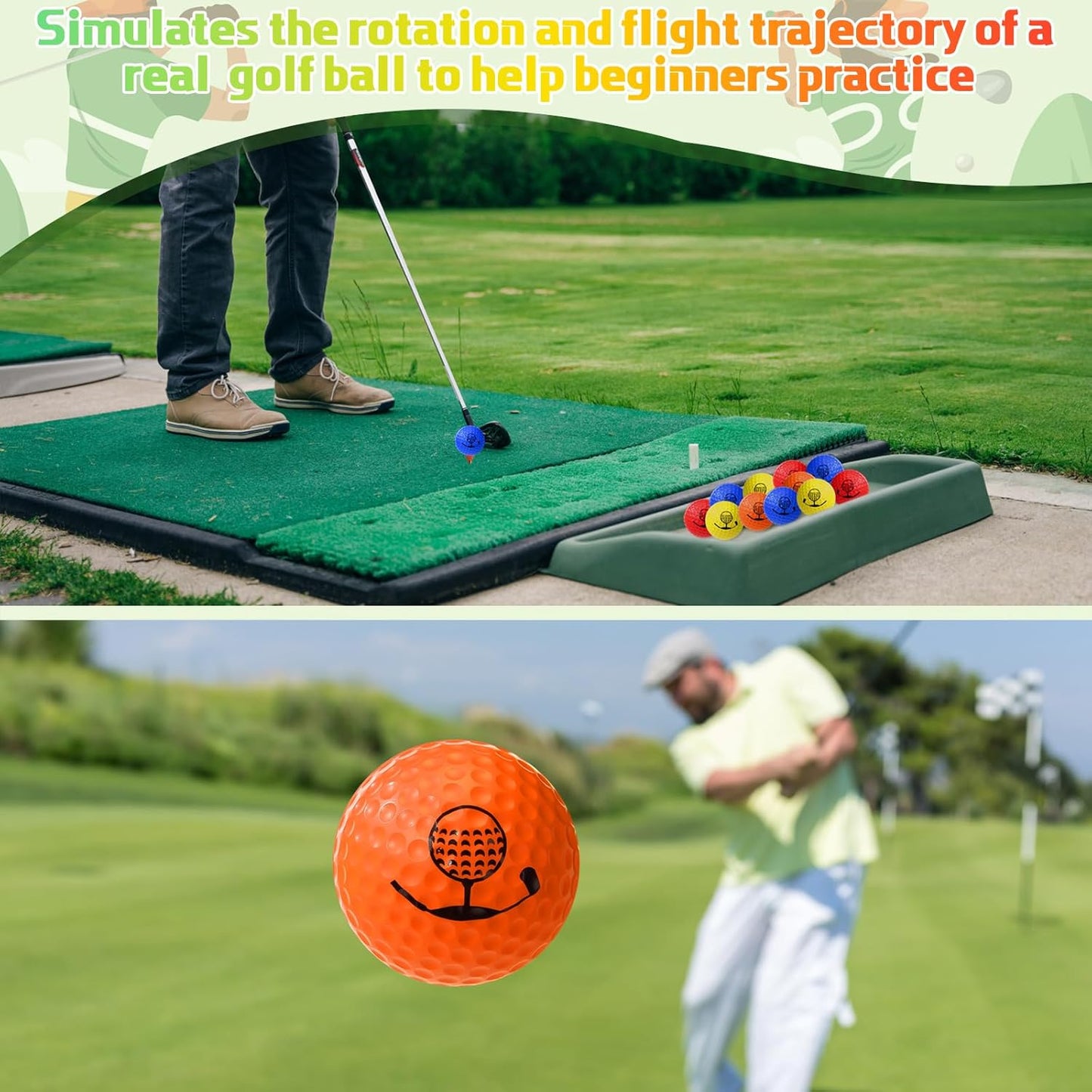 Mudder 200 Pcs Foam Golf Practice Balls Bulk, Soft Foam Ball, Realistic Feel Elastic, Limited Fly Practice for Golf Indoor or Outdoor Training, with 2 Nylon Drawstring Bag