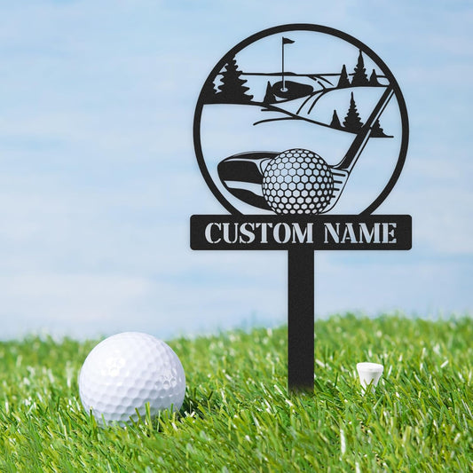 Personalized Golf Tee Garden Sign, Golf Memorial Stake, Custom Name Sign, Lawn Patio Golf Course Decorations Outdoor, Metal Yard Art, Rustic Sporting Garden Decor, Personalized Golf Gifts Color05