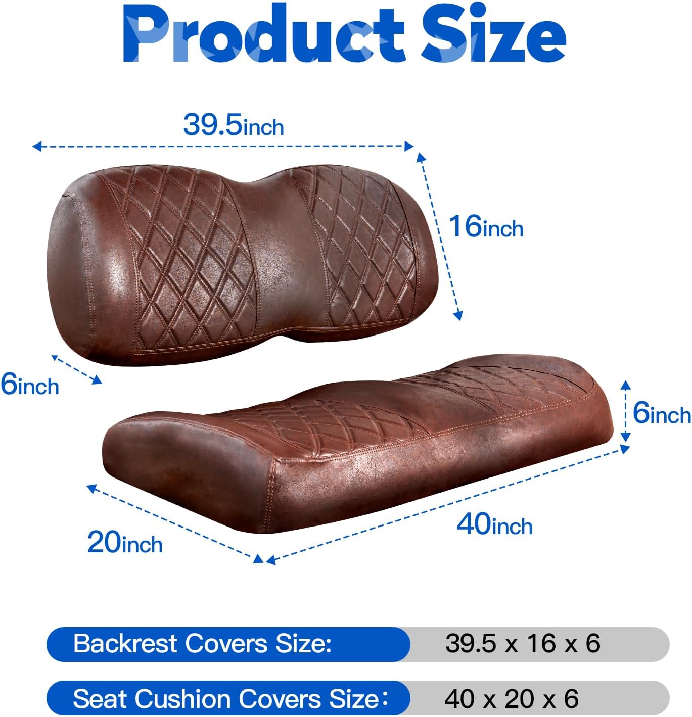 NOKINS Golf Cart Vinyl Diamond Seat Covers kit, Fit Club Car Precedent/Tempo/Onward Premium Front Seat Cushion, Soft/Scratch-Resistant/No Stapler Needed