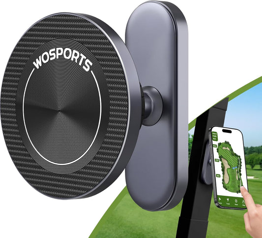 WOSPORTS Magnetic Golf Cart Phone Holder, Golf Cart Phone Mount for iPhone 16 Pro Max 15 14 13 12 Plus