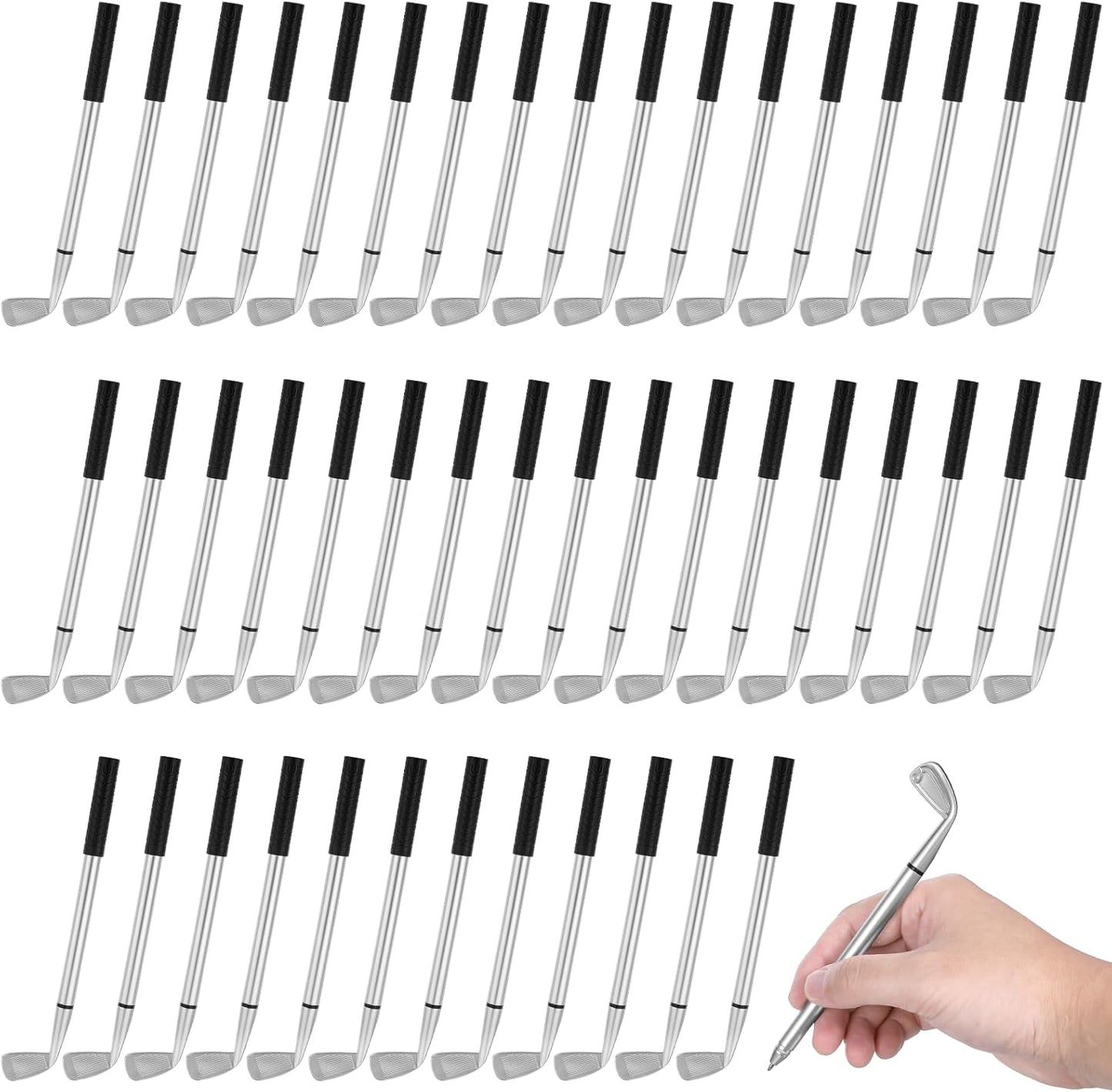 50PCS Golf Ballpoint Pen, Black Gel Ink Medium Point Pens (1.0mm) Mini Golfing Club Props Decorative Ergonomic Funny Sports for Office Coworkers Boss Dad Souvenirs