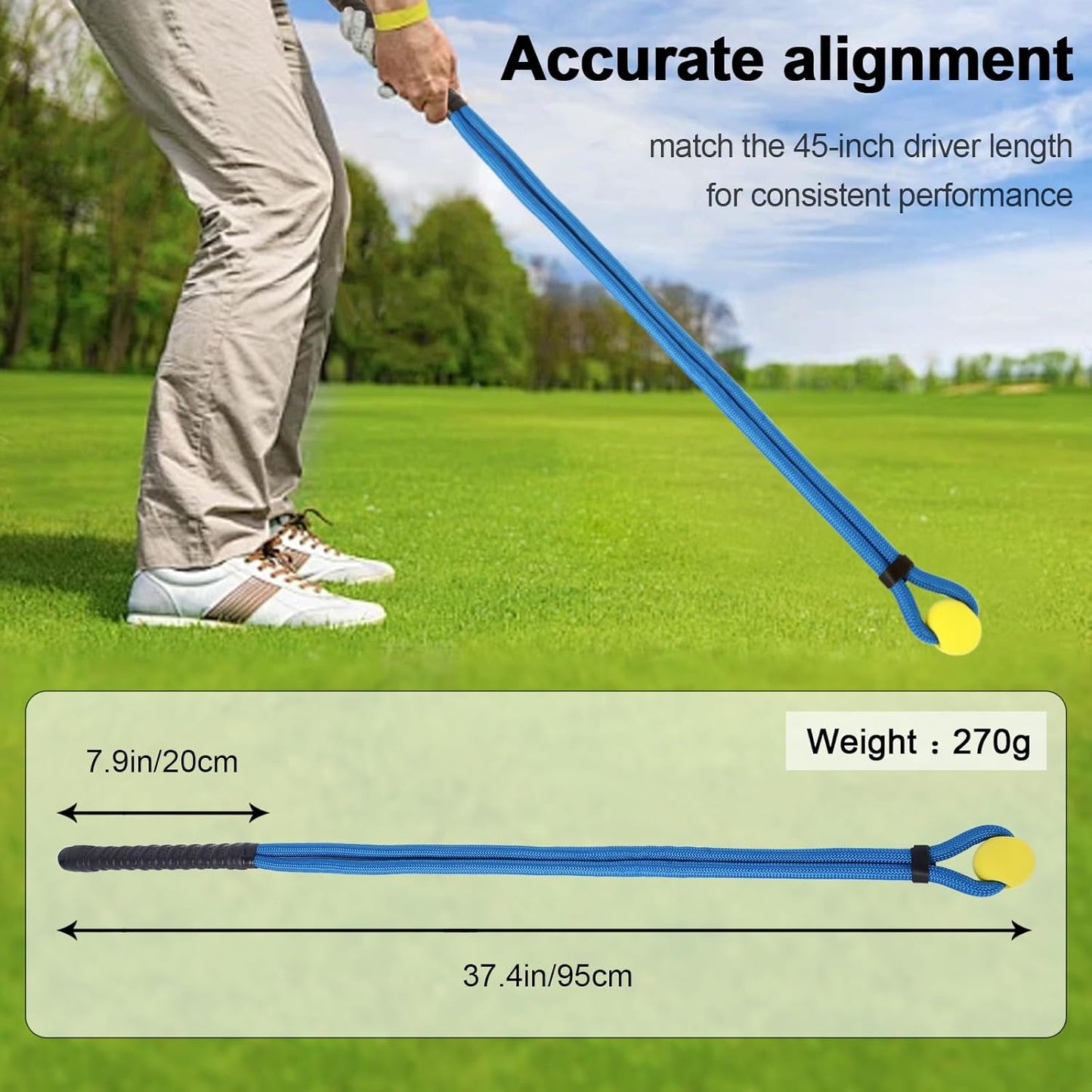 Golf Swing Rope, Golf Swing Rope Trainer, Golf Swing Tempo Trainer, Golf Multi Purpose Training Rope Suitable for Strength and Rhythm Control(Blue)