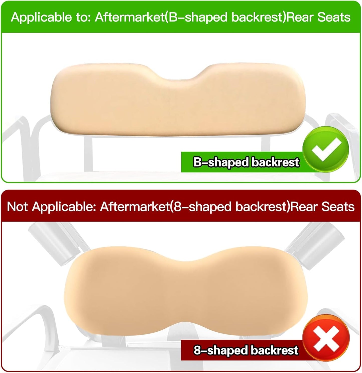 NOKINS Golf Cart Seat Covers Fit Club Car Precedent/DS/EZGO RXV/TXT/Yamaha Drive Aftermarket Standard Rear Seat Cushion, No Stapler, Multiple Colors&Breathable (All Brown)