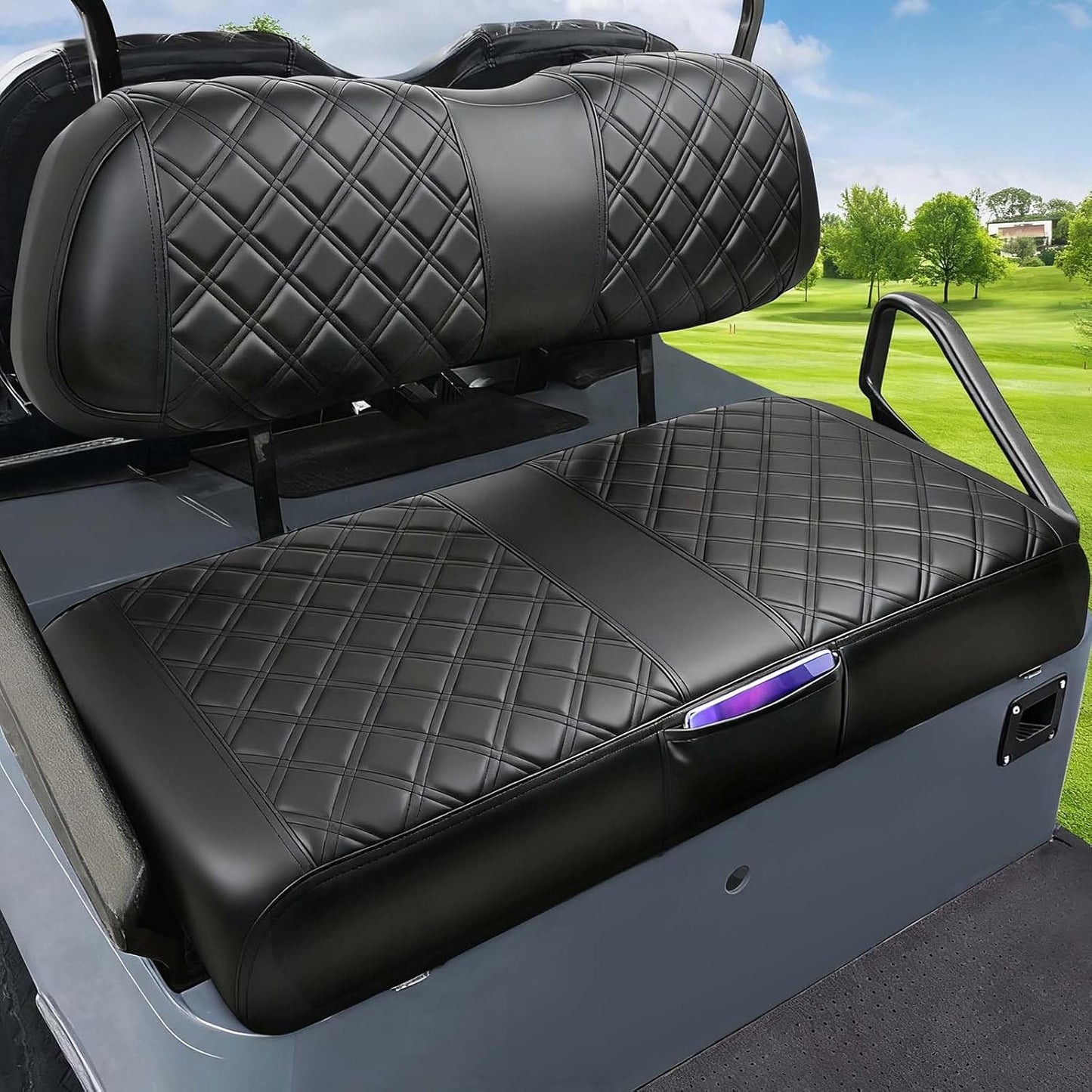 Club Car DS 2000.5-Up Seat Covers, Golf Cart Seat Covers for Club Car DS OEM Ordinary Seat, Front Seat Cover with Concave and Convex Design, Thick Vinyl Leather Comfortable/Breathable