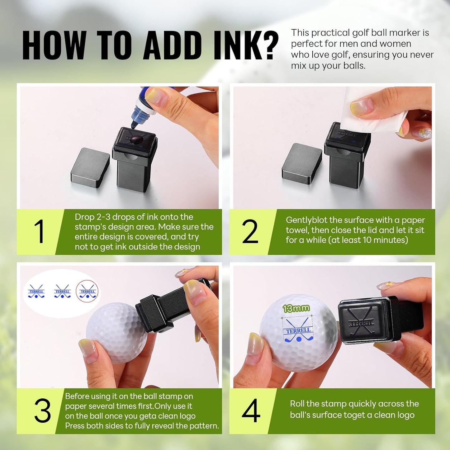 Golf Ball Stamp Personalized, Custom Golf Ball Stamper, Waterproof Golf Ball Stamp Markers, Ideal Retirement Golf Gifts for Dad Husband Grandfather, Golfing Accessories