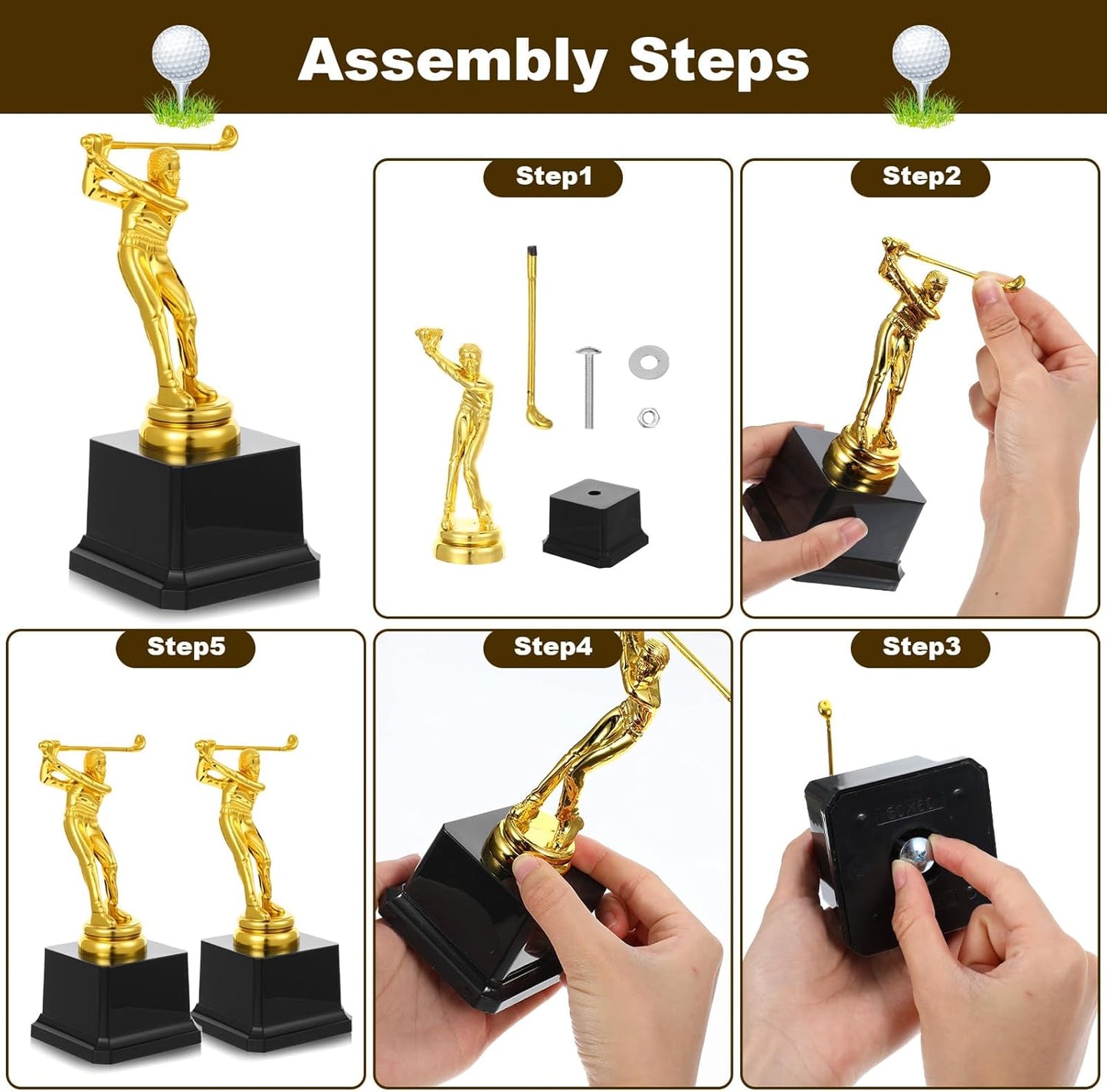 4 Pack Golf Trophy 6.7 x 3 Inch Gold Golfer Award Trophy Bulk Plastic Golfing Cup for Adults Reward Party Prop Golf Tournaments Competitions
