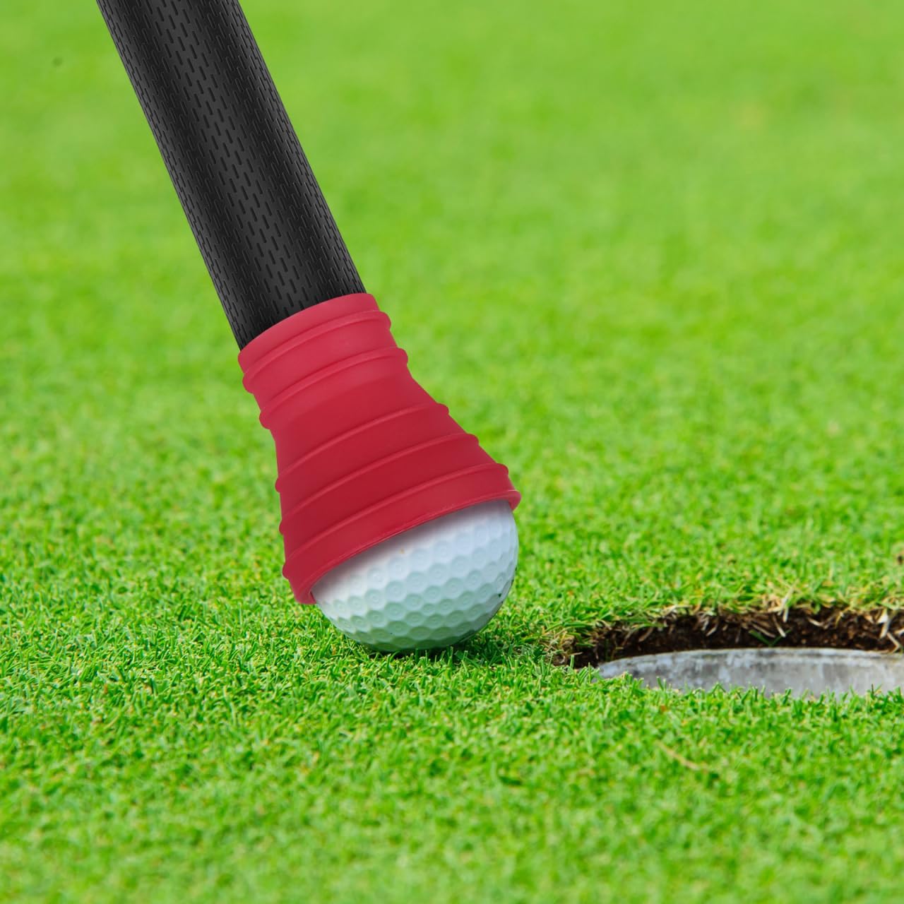 NUOBESTY Golf Pick-up Suction Cup Grabber Rubber Golf Ball Retriever Picker Upper for Putter Tool Accessories (Red)