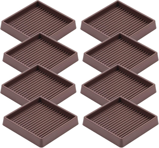 3X3 Rubber Caster Cups, Non Slip Furniture Pads, Anti-Slip Furniture Gripper, Anti Skid Furnitures Feet, Anti Slide Floor Protector for Bed Couch Stoppers (Brown, 8 Pack)