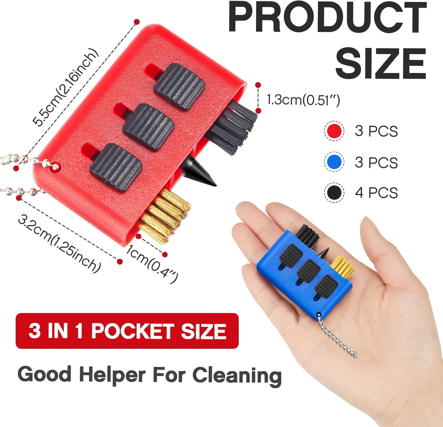 Nuanchu 10 Packs 3 in 1 Retractable Multiple Use Golf Club Cleaner Tool Portable Golf Club Brush Cleaning Kit with Groove Sharpening Tool, Pocket Size