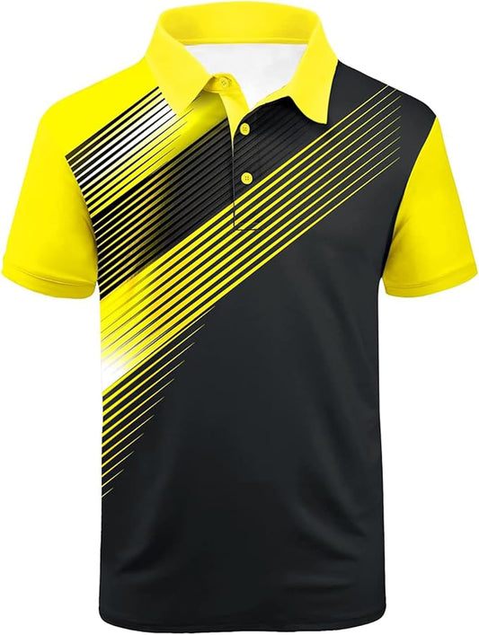 SCODI Mens Golf Shirt Moisture Wicking Performance Sport Short Sleeve Print Golf Polo Shirts for Men
