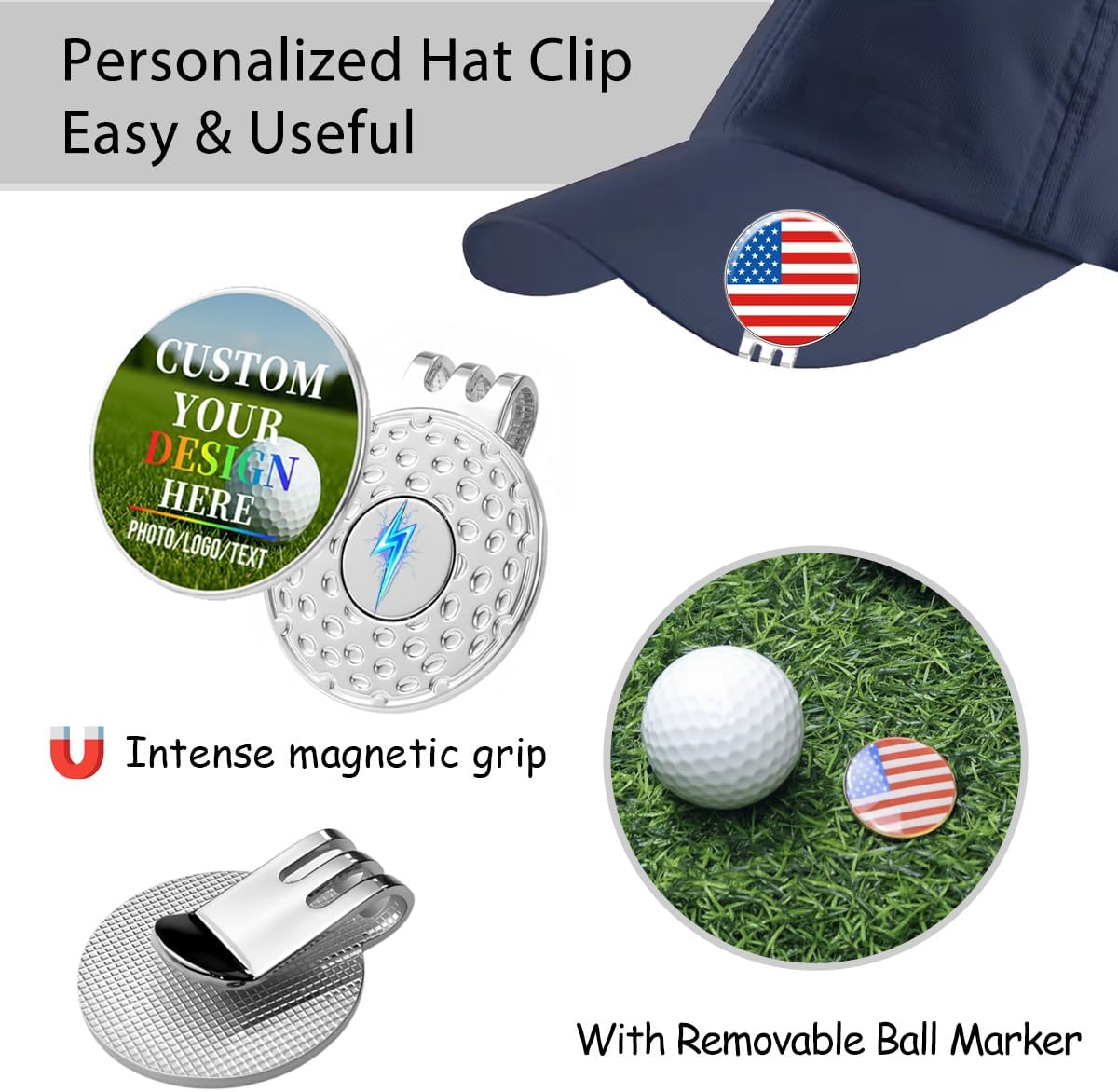 Custom Golf Ball Markers & Golf Divot Tool Gift Set, Personalized Magnetic Ball Marker Hat Clips, Golf Divot Repair Tool, Premium Golf Gifts for Golfers