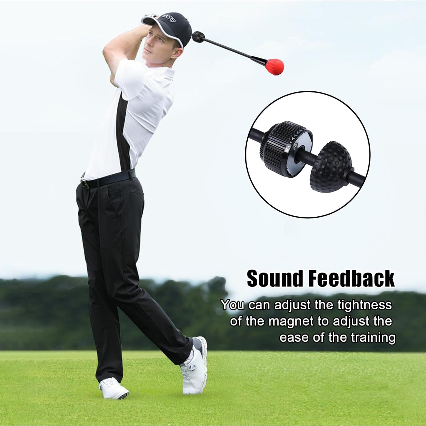 PGM Golf Swing Trainer Aid -2.0 Golf Swing Training Aid Golf Practice Warm-Up Stick for Strength Flexibility and Tempo Training -Suit for Practice Chipping Hitting Golf Accessories