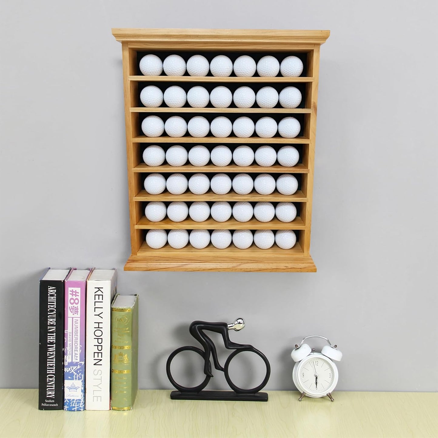 Deluxe Natural Wood Golf Ball Display Cabinet - Showcases Up to 49 Golf Balls - Ideal for Collectors & Enthusiasts