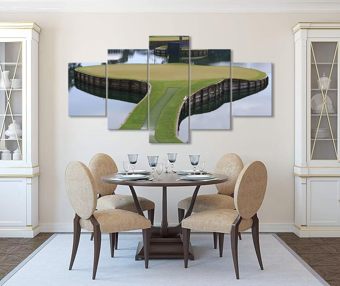 chenchenArt TPC Sawgrass Golf Course Wall Art Pictures USA Golf Course Wall Decor for Living Room Bedroom Bathroom Home Decorations Golf Artwork Canvas Pictures Framed Ready to Hang(60''W x 32''H)