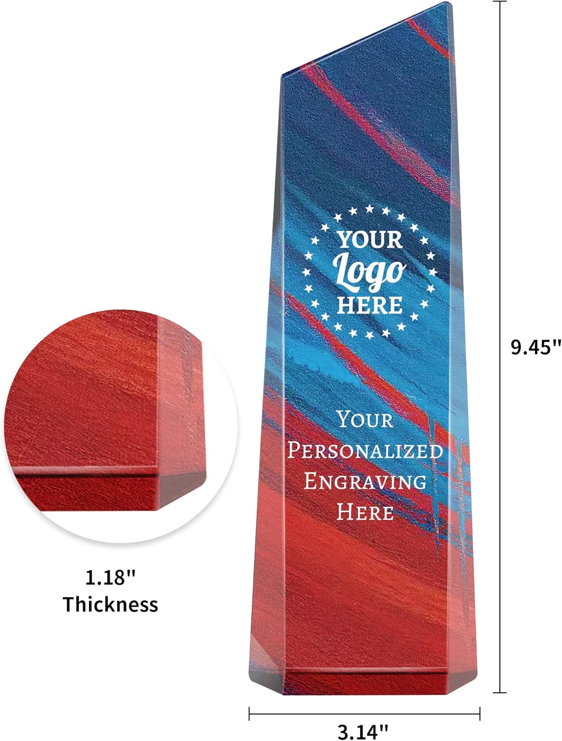 Personalized Crystal Trophy Award - Award for Employees- Plaques Custom Engraved- Coworker Gift,Employee Appreciation Gift,Ideal for Business Events and Occasions (Custom Logo/Engraved)