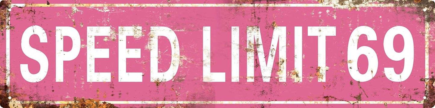 AWISZZZ Vintage Metal Tin Sign Retro Speed Limit 69 Signs Stylish Wall Art Plaques for Home Decor Bathroom Kitchen House and Gothic Wall Decor or as a Unique Poster 16x4 in