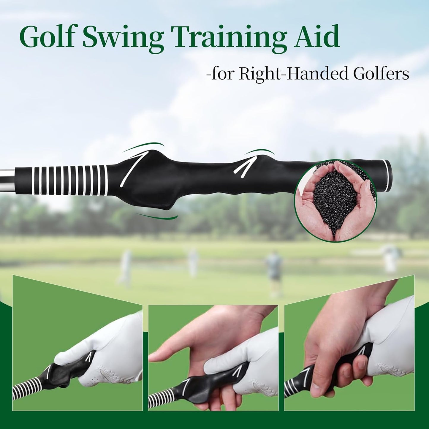 Retractable Golf Swing Training Aid, Portable Golf Swing Trainer for Warm Up Right-Handed Click Stick Golf Grip Trainer with Rhythm Click Sound, Golf Accessories for Beginners, Indoor Outdoor Practice
