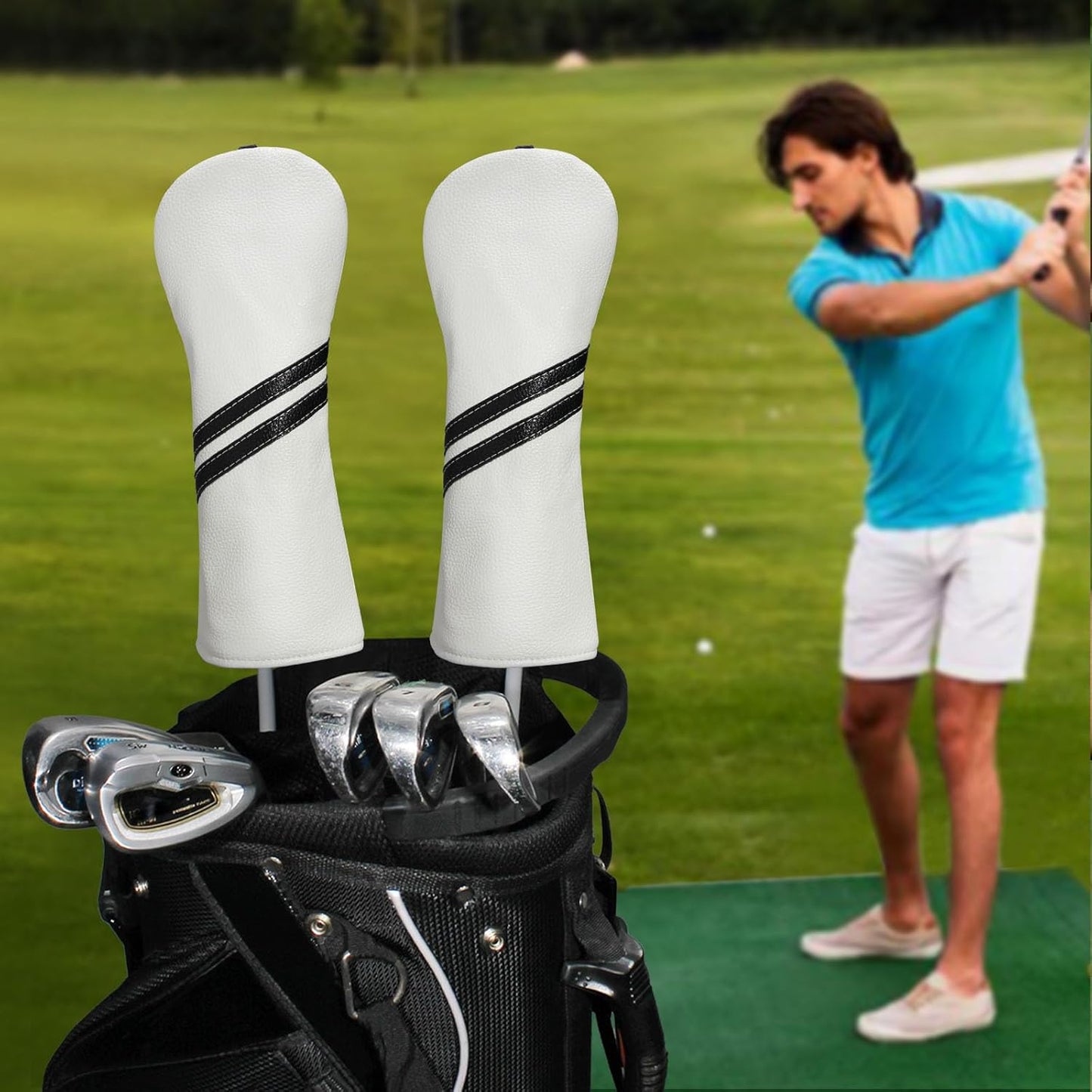 Golf Club Head Covers - 4pcs or 1pc Golf Accessories Club Covers Set for Woods and Driver Fairway Hybrids with Interchangeable Tags