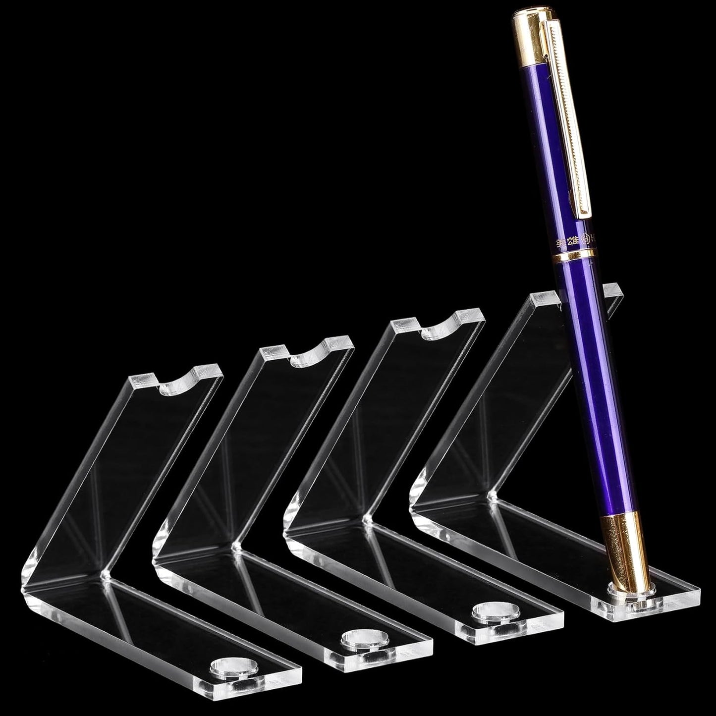 4 Pieces Acrylic Pen Holder Display Stand Transparent Makeup Brush Rack Organizer Clear Pen Stand Paintbrush Drying Rack for Home School Office or Store Use