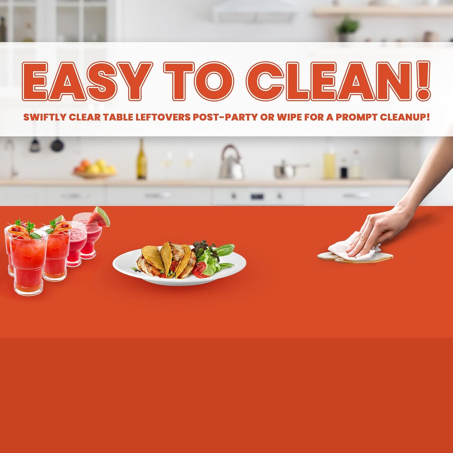 Grandipity 12 Pack Premium Disposable Plastic Tablecloth 54 Inch. x 108 Inch. Decorative Rectangle Table Cover - Orange