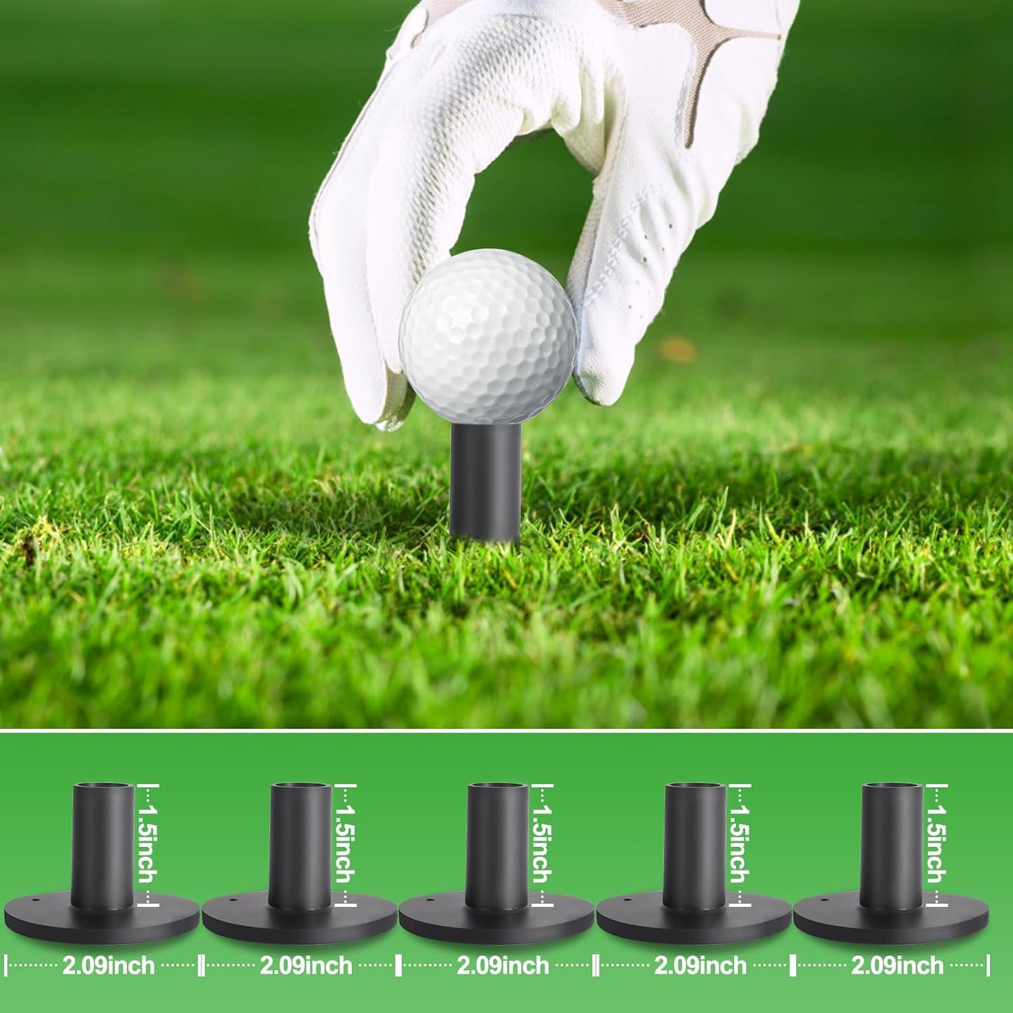 Rubber Golf Tees for Mats Adjustable Height Golf Simulator Tees, Indoor Outdoor Practice, Non-Slip Golf Mat Tees with Holder, Compatible with Driving Range & Golf Simulators